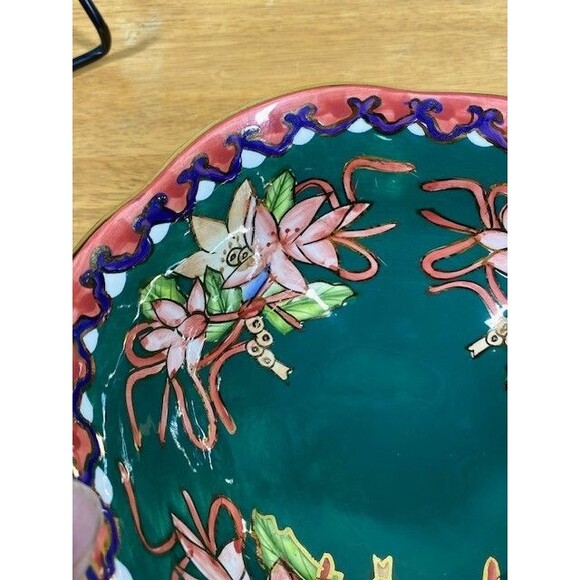 Jacks & Perkins Decorative Ceramic Hand Painted Scalloped Rim Bowl with Flowers - Picture 4 of 14